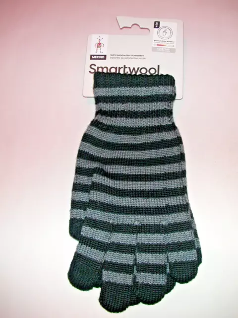 SmartWool Striped Liner Unisex Gloves - Men's/Women's Size Small NWT Black