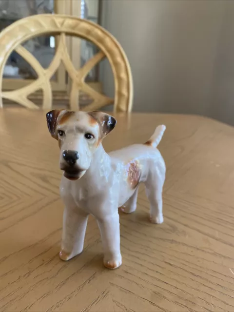 Vintage Jack Russell Terrier porcelain dog signed 4.5"