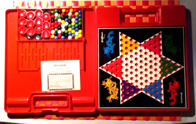 Game, Chinese and Regular checkers board game, complete, vtg by Pressman