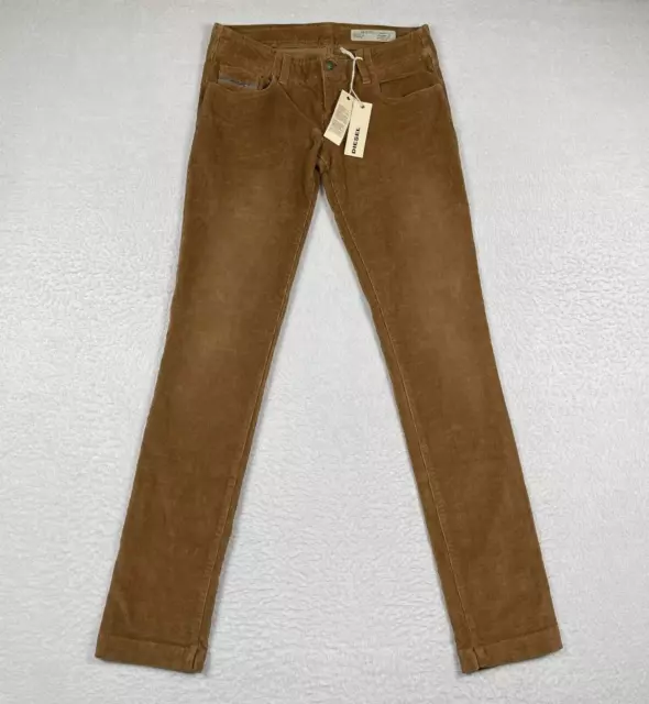 Diesel Jeans Womens Size 27 Brown Corduroy Grupee D Super Slim Skinny Low Waist