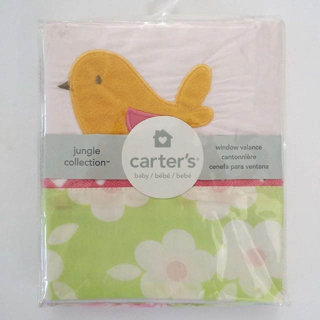 NEW Carter's Jungle Jill Bird Window Valance Pink Green Floral 60"x 14"