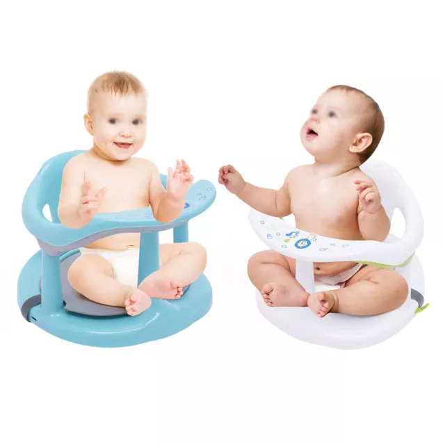 Portable Baby Bath Tub Ring Seat w/ Backrest for 6-18 Months- Green/White