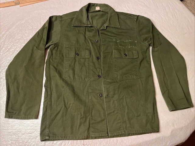 Vintage US Military Vesicant Gas Protective Coat - Green Cotton - Men's Small