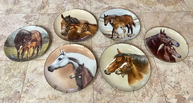 Vintage Fred Stone Horse Plates Lot Of 6 Mares And Foals Theme 1980s