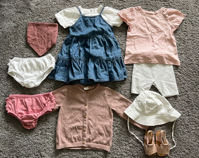 Baby Girl Summer Bundle Next H&M 9-12 Dress Cardigan Hat Top Sandals Leggings