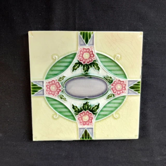 Vintage H R Johnson Ltd Floral Majolica Art Architecture Furniture Tile CT135