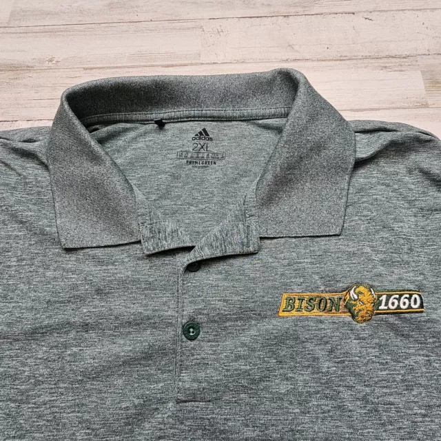 North Dakota State Bison Adidas Men's XXL Gray Polo Shirt - Golf Casual 2XL NDSU