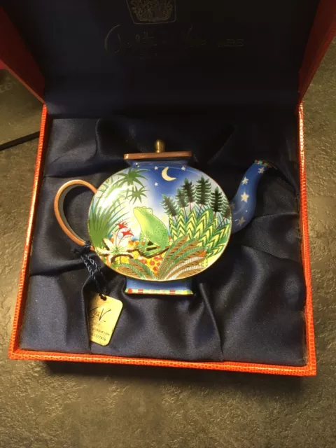 Charlotte Di Vita Miniature Enamel Teapot - CM197 Frog - Ltd Ed - Boxed - 2003