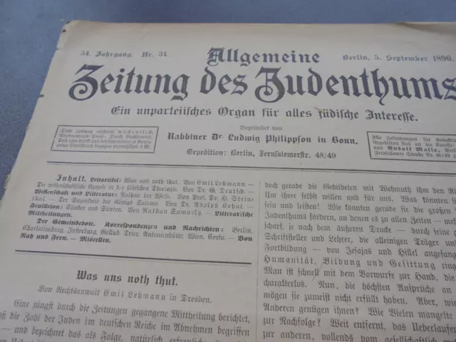 1890 ...Zeitung Juden 34 / Charlottenburg / Antonienhütte Königshütte