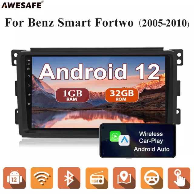 For Mercedes Benz Smart Fortwo 2005-2010 Android 12 Car Stereo Radio GPS CarPlay