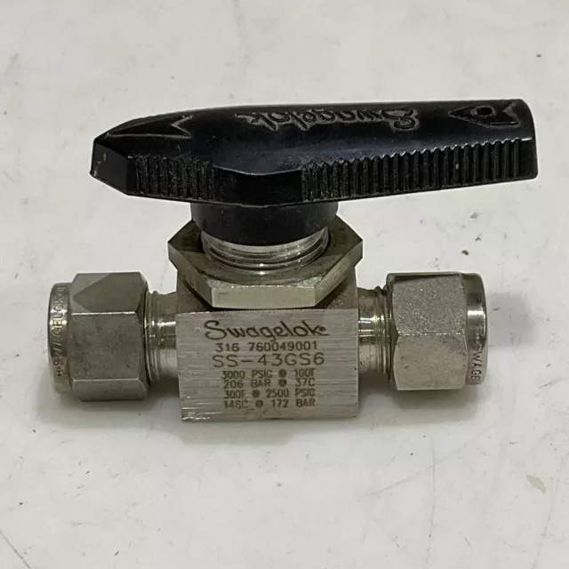 Swagelok Ss-43Gs6 Manual Ball Valve 3000 Psig G7T