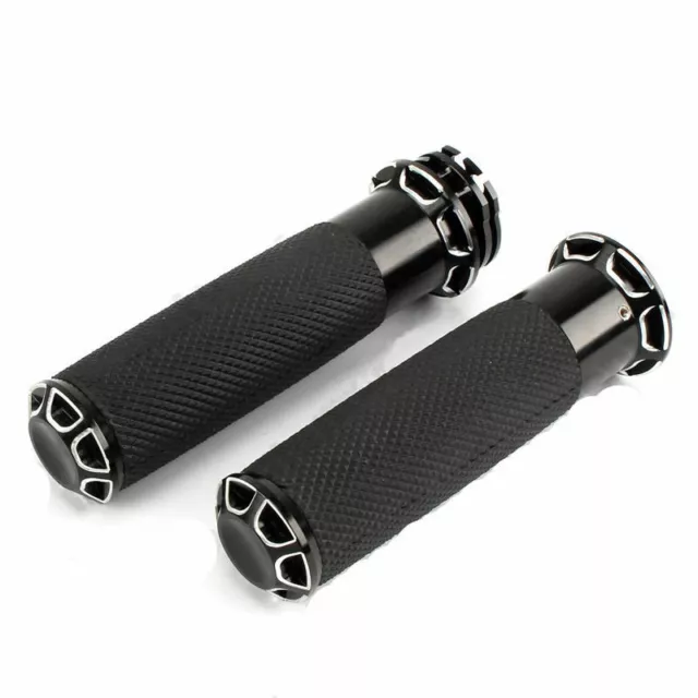 2X Moto Noir CNC 1 "25mm Poignées de Guidon Pour Harley FXS FLHT softai Touring