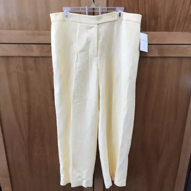 NEW EMMA JAMES LIZ CLAIBORNE Women Yellow Pants 18W Petite Linen Blend Pockets 2