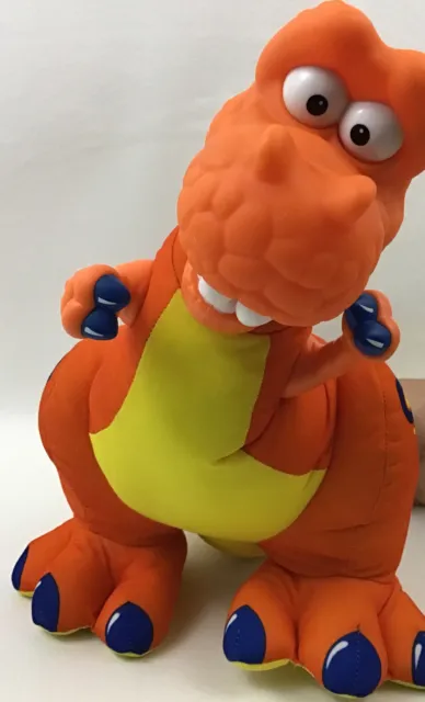 Fisher Price Dino Roar T-Rex Dinosaur Orange Vintage Plush 1999 Plastic Head