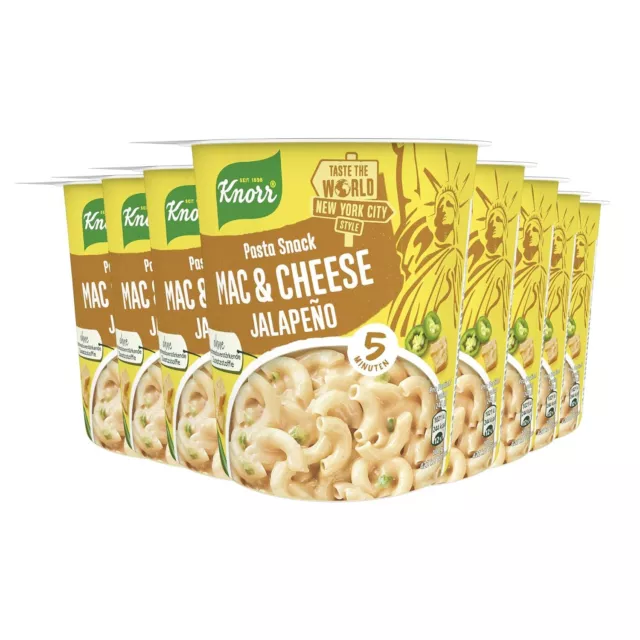 7x 62g pasta Knorr Taste the World Pasta Snack Mac & Cheese Jalapeño NUOVO MHD 9/24