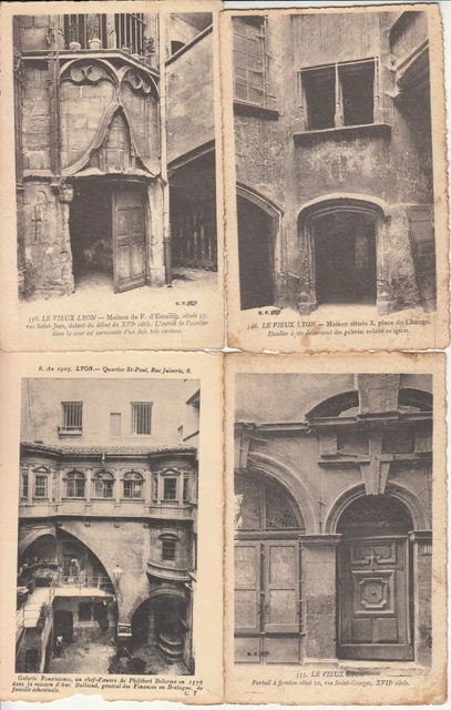 Lot de 4 cartes postales anciennes old postcards LYON VIEUX LYON 3