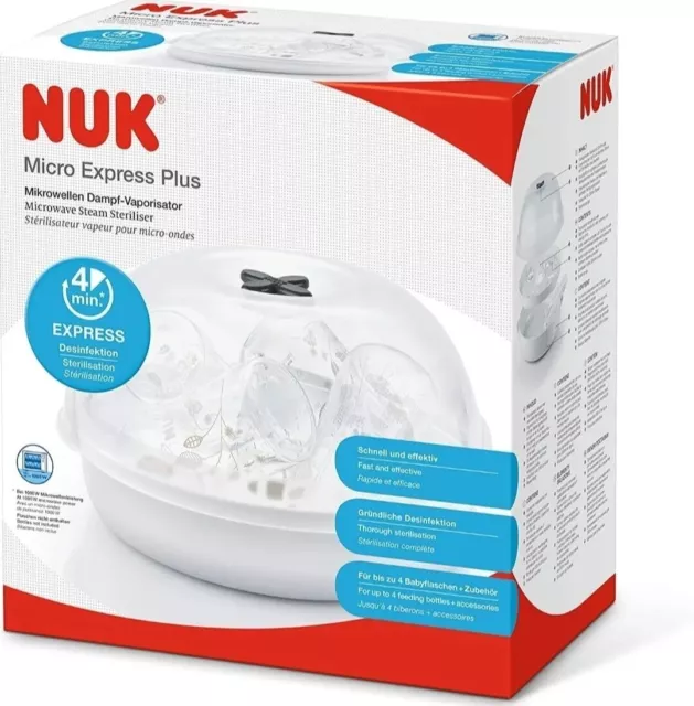 Esterilizador de biberón de vapor NUK Micro Express Plus para microondas