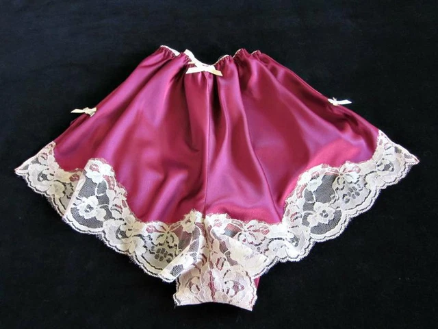 Mutandine stile vintage stile vintage bordeaux raso francese S Ecru pizzo slinky lingerie