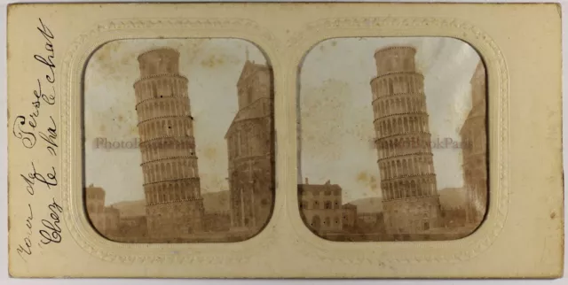 Italien Pisa -umfang c1860 Foto Stereo Diorama Vintage Albumin