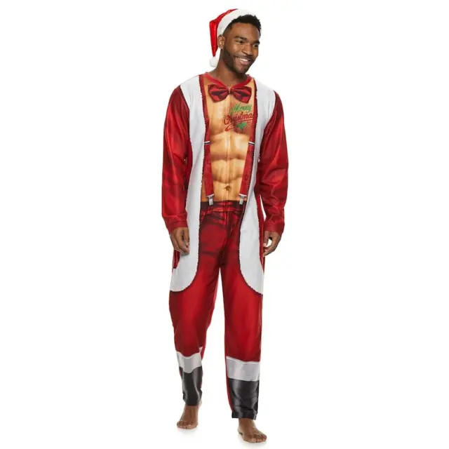 Up-Late NWT Mens Sexy Santa Christmas Union Suit Pajamas Small $60
