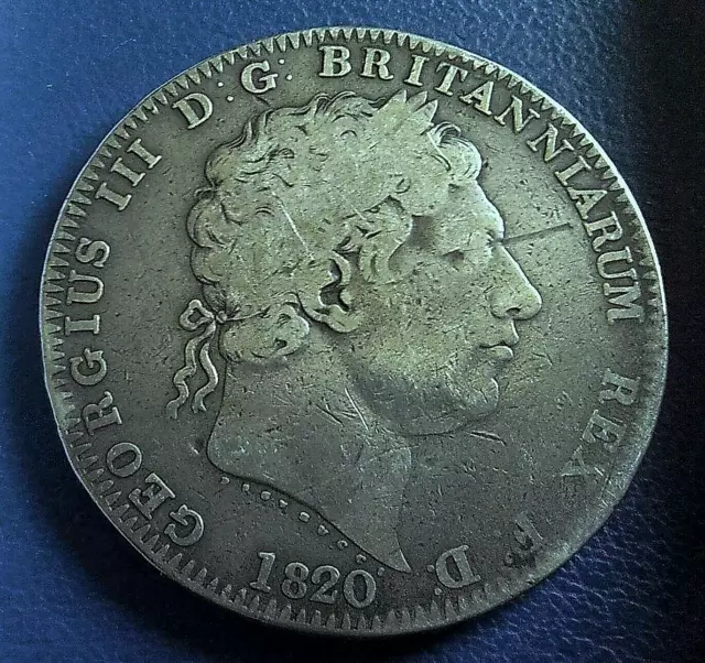 1820 King George III Crown .925 silver LX - near fine but has a few obverse digs