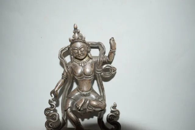 Silberfigur, Tibet, tanzende Joquini auf Lotussockel, Silber925 massiv, 96mm 2