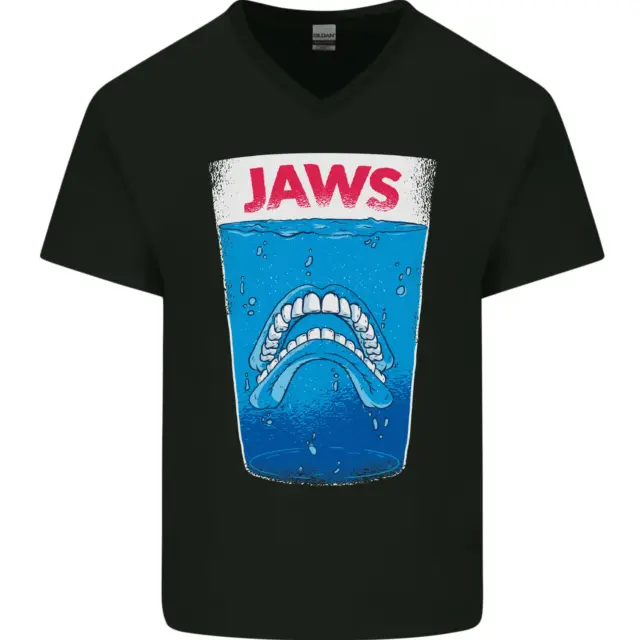 Jaws Funny Parody Dentures Skull Teeth Mens V-Neck Cotton T-Shirt