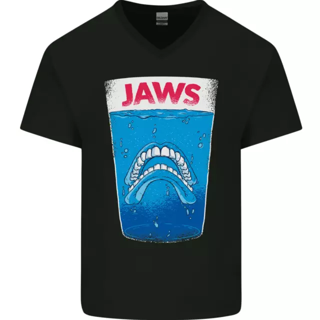 Jaws Funny Parody Dentures Skull Teeth Mens V-Neck Cotton T-Shirt