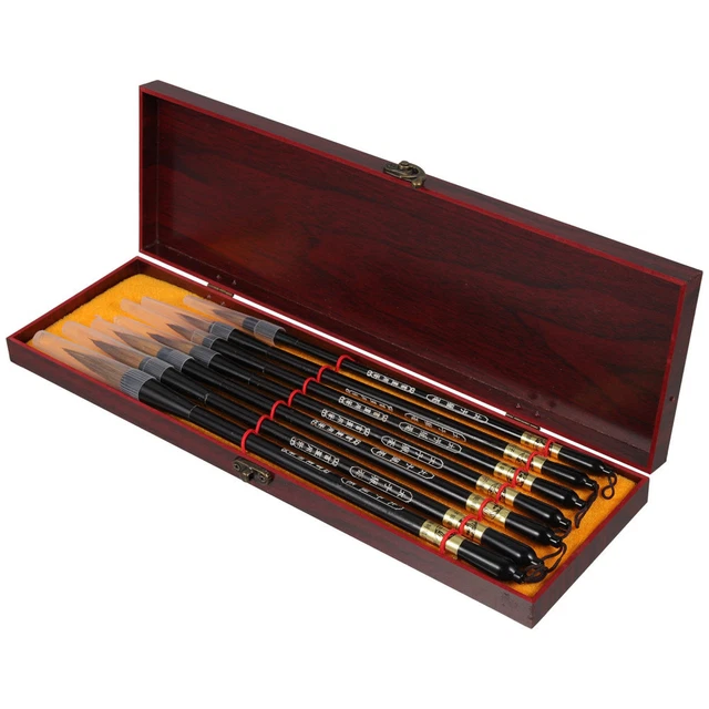 Pinceau De Calligraphie Chinoise Premium - Poils De Belette, Manche En Bambou, Taille Env. 27 Cm, Pour écriture Et Peinture