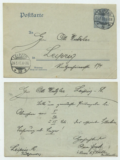 90980 - Ganzsache P 63 X - Postkarte - Leipzig 24.5.1905
