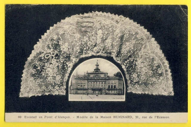 cpa ALENÇON Rue de l'Ecusson LACE FAN by MAISON HUIGNARD Fan Lace