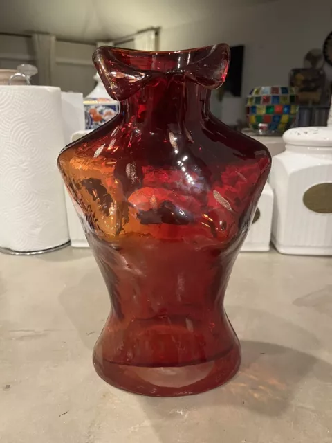 Vintage Art Glass Female Torso Vase. Woman Bust Body. Italian Murano Style