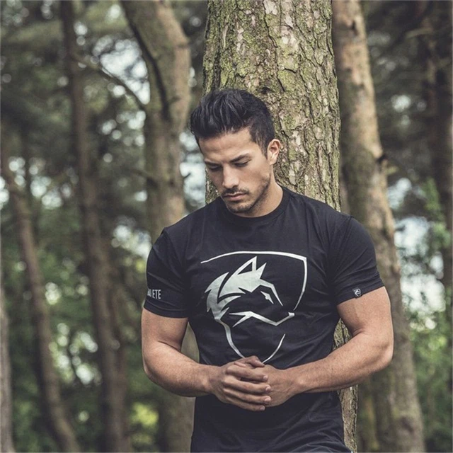 ALPHALETE GYM MEN Muscle Fitness Cotton Fit Tee Workout T-Shirt Athletic  Clothes EUR 9,25 - PicClick FR