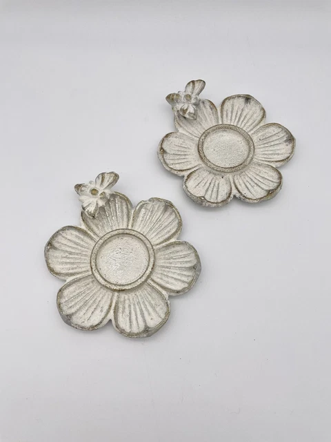 Cast Iron Flower and Bee Tealight Holder or Wall Hanging Set Of Two