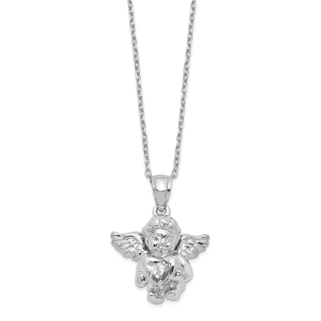 Sterling Silver Cubic Zirconia April Birthstone Angel Ash Holder 18" Necklace