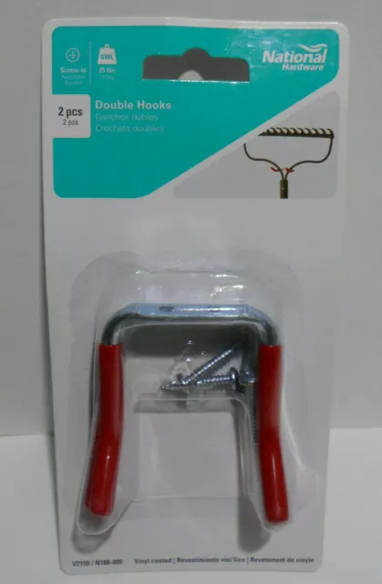 Lot of 6 New N188-009 Double Hook Hangers, 2-3/4", For Wall Mount Shovel Rake