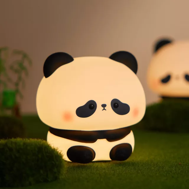 Cute Panda Night Light LED Squishy Novelty Animal Night Lamp Food Grade Silic...