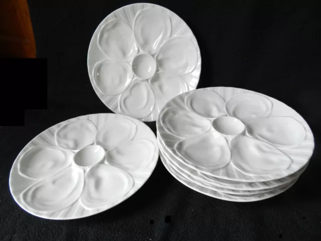 6 ASSIETTES à HUÎTRES PILLIVUYT modèle VENDÔME * PORCELAINE BLANCHE