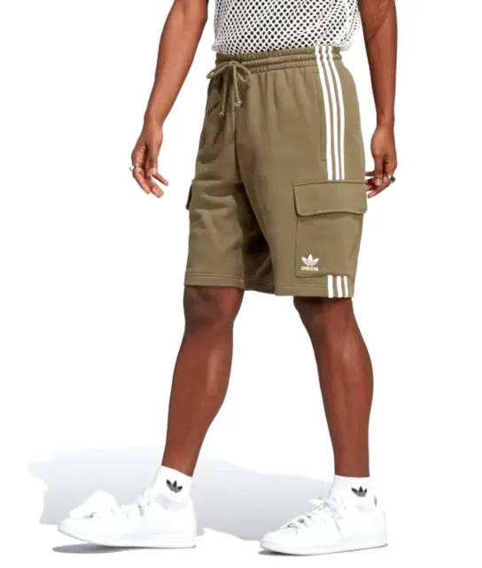 New Mens Adidas Originals 3 Stripes Cargo Trefoil Shorts ~ Large  #Ia6332  Olive