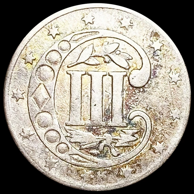 1853 Silver Three Cent Coin NEARLY UNCIRCULATED