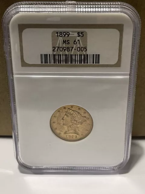 1899 Liberty Head Half Eagle $5 Gold Ms61