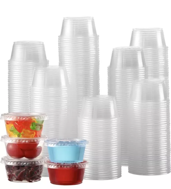 2.0 oz - [200 Sets] Crystal Clear BPA Free Plastic Portion Cups With Lids