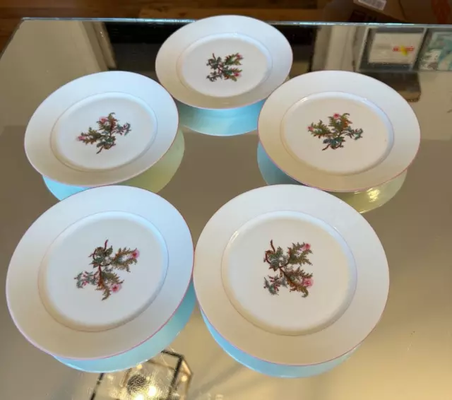 Haviland & Co. Limoges Moss Rose Salad Bread Dessert Plates 7 1/4" Set of 5