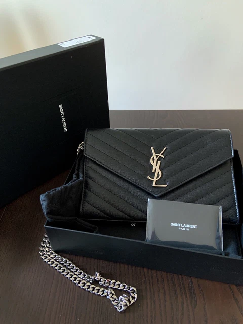 YSL monogram WOC LIKE NEW CONDITION. COMES WITH DUSTBAG, BOX AND CARDS.  CLASSIC SAINT LAURENT FLAP FRONT WALLET WI…