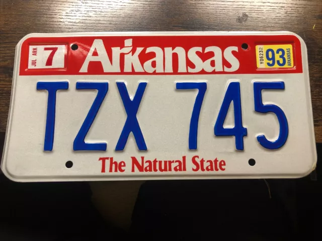 1993 Arkansas License Plate # TZX 745