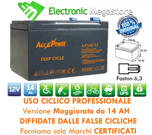 Batteria Ciclica Al Piombo 12V 14 Ah Energyteam Per Biciclette Elettriche