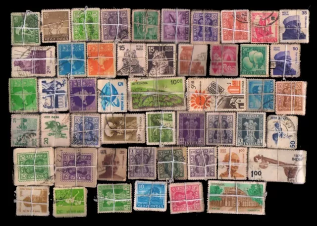 INDIA 5000 Used Stamps (50 Diff. x 100 each), New & Old, Kiloware Stamps