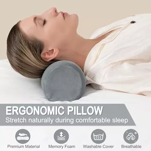 CERVICAL NECK PILLOW Roll Memory Foam Support Pillows Round for Back ...