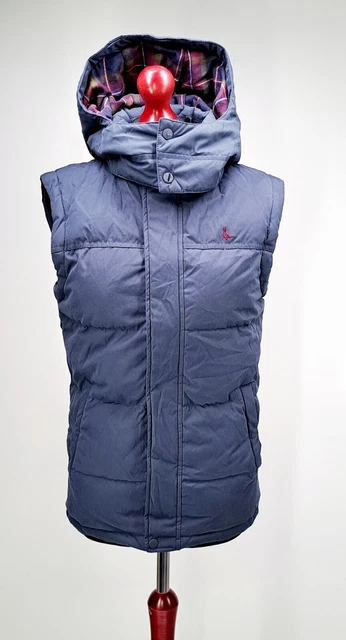 Gilet con cappuccio JACK WILLS da uomo/ragazzo blu navy taglia XS nuovo trapuntato piuma