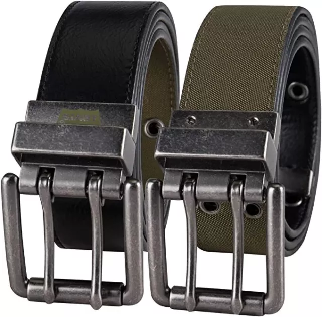 Levi's Men's Double Prong Reversible Belt Black and Green Various Sizes A2024